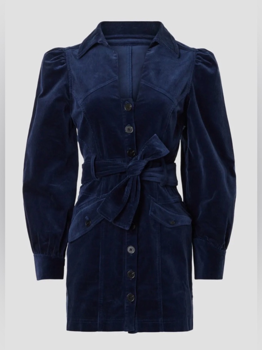 Marissa Webb Indigo Blue Corduroy Button Up Dress - Picture 11 of 11